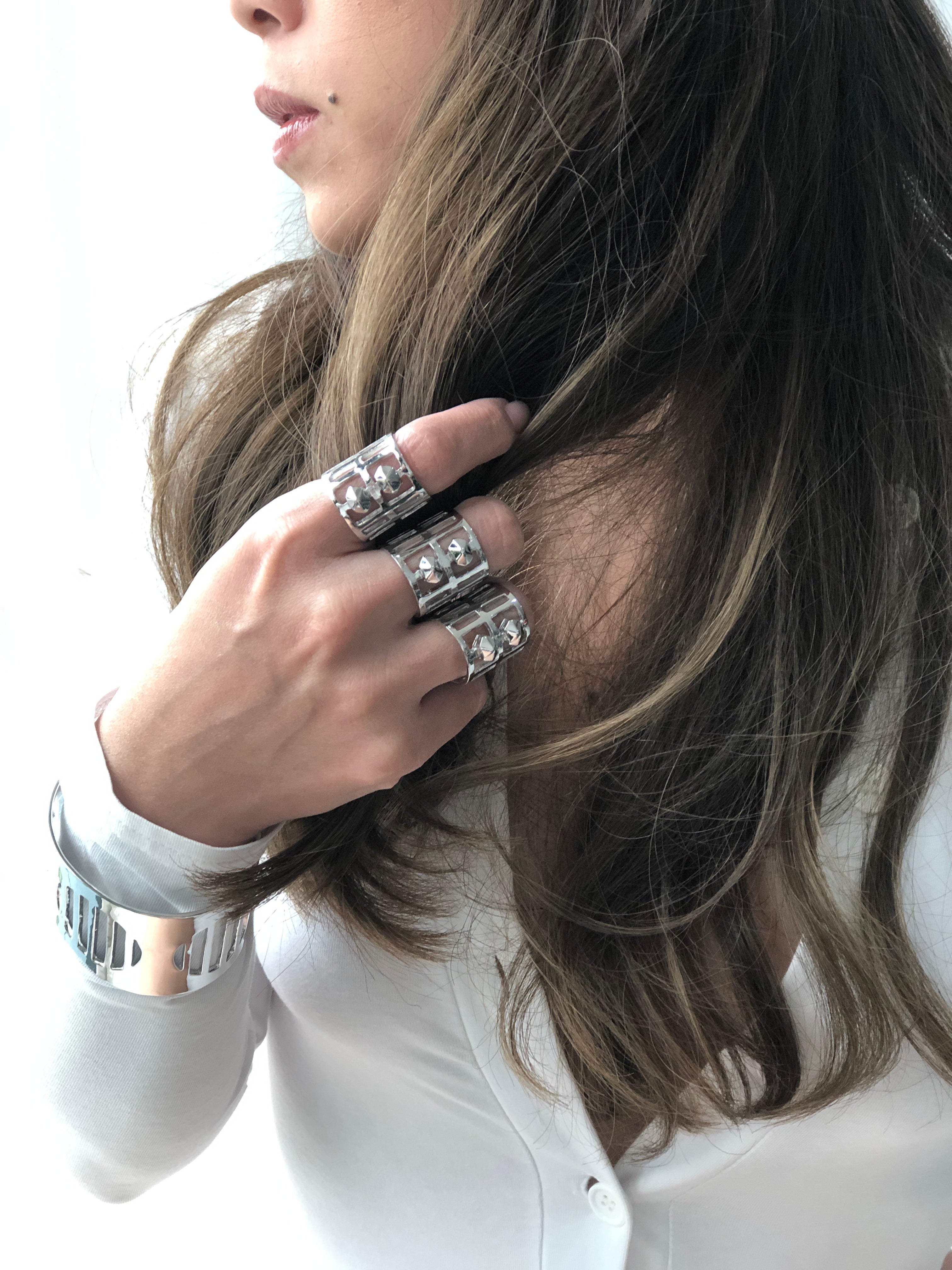 stylish luxury silver sustainable jewellery recycled rings cuffs bracelets ethical accessories women